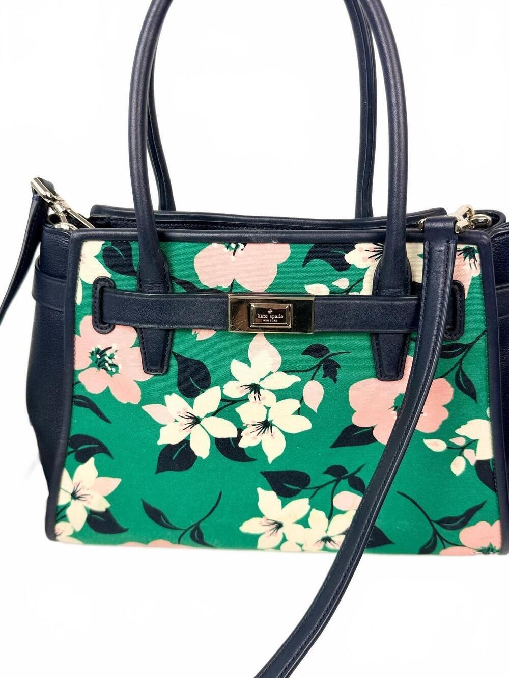 Kate Spade Floral Canvas and Leather Satchel Handbag